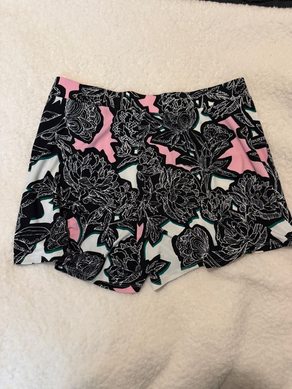 Express Floral Shorts in Pink, Green, Black & White